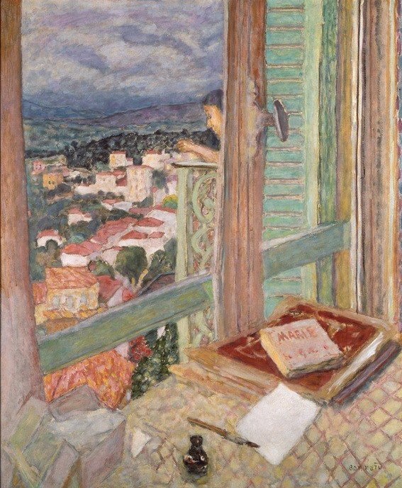 Pierre Bonnard, La Fenêtre (Brief,Fenster,Haus,Schreiben Und Schrift,Wohnung,Impressionismus,Kleinstadt,Blick Aus Dem Fenster,Französische Kunst,Jahrhundertwende,Häuserzeile,Ausblick)