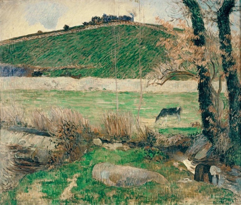 Paul Gauguin, La petit ruisseau, Pont-Aven (Hausarbeit,Kunst,Landschaft,Impressionismus,Waschen,Französische Kunst,Bach,Wäsche,Frauenleben,Synthetismus,Schule Von Pont-Aven,Wäscherin)