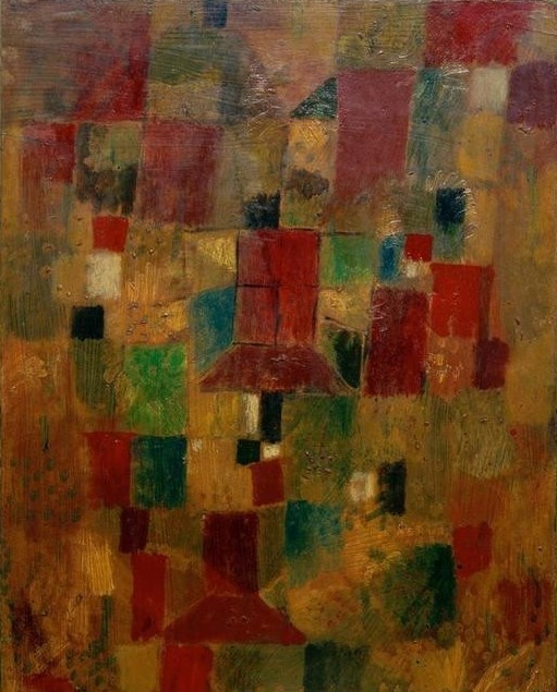Paul Klee, Herbstsonniger Ort (Bauhaus,Deutsche Kunst,Haus,Herbst,Jahreszeiten,Kunst,Landschaft,Architekturdarstellung,Schweizerische Kunst,Abstraktion)