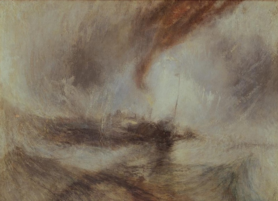 JOSEPH MALLORD WILLIAM TURNER, Schneesturm (Elemente,Landschaft,Meteorologie,Wasser,Meer,Wind,Seenot,Schneesturm,Englische Kunst,Unwetter,Welle,Kampf Mit Den Elementen,Romantik,Naturgewalt,Schlechtes Wetter,Sturm,Schifffahrt)