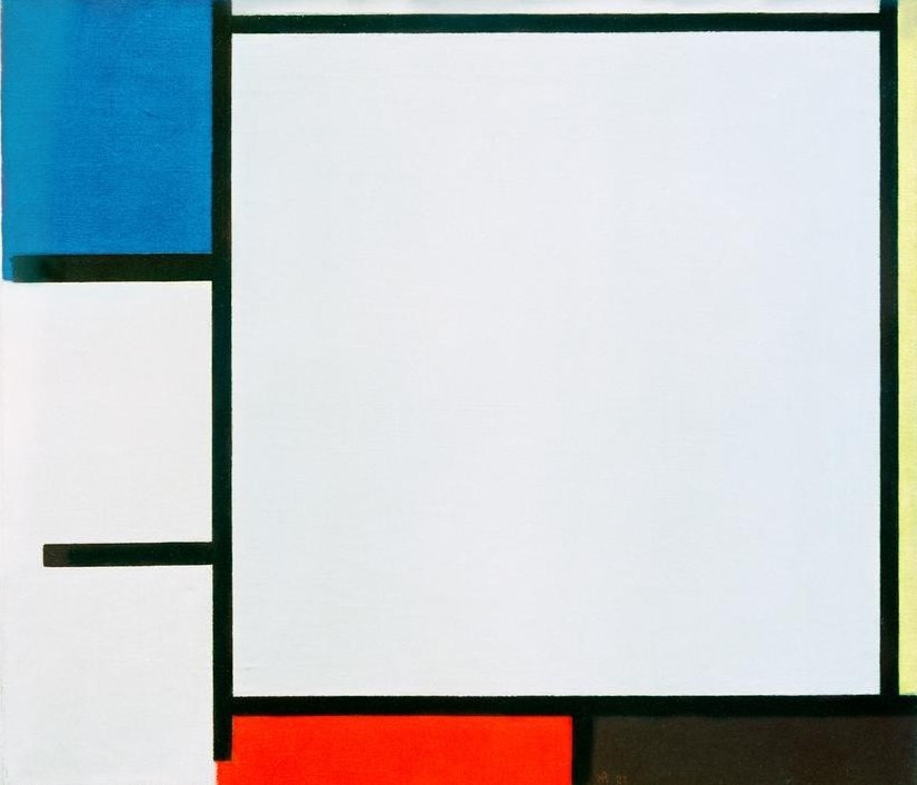 Piet Mondrian, Composition with blue, yellow, red, black and grey (Geometrie,Kunst,Geometrisch,Abstrakte Kunst,Niederländische Kunst,Holländische Kunst,De Stijl)