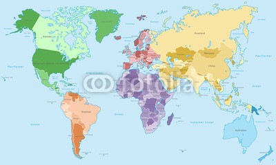 kartoxjm, Weltkarte - einzelne Kontinente in Farbe (hoher Detailgrad) (weltkarte, welt, kontinent, kontinent, einzelner, zeichnen, karte, weltkarte, landkarte, vektor, detailliert, landen, kartographie, atlas, grenze, afrika, amerika, südamerika, nordamerika, asien, europa, australien, mittelamerika, welt, erdball, plane)