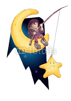 cirodelia, niña pescando una estrella (baby, stern, luna, stock, hexe, halloween, magisch, sitzend, nacht, raum, freudig, mädchen, hübsch, kindheit, kindliche, kind, zeichnung, isoliert, ausschnit)