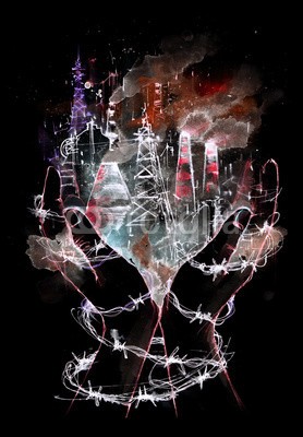 okalinichenko, ecology (ökologie, umwelt-, schutz, hand, mann, industrie, leute, kräfte, generation, brennstoff, fabrik, umweltverschmutzung, business, symbol, konstruktion, menschlich, natur, ressourcen, leitung, substanz, energie, konzept, betätigung, fabrikation, globa)