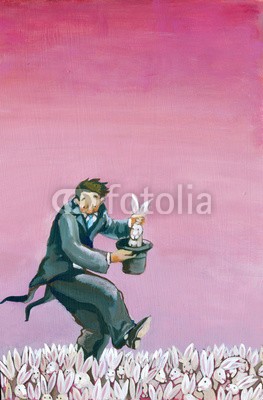 nuvolanevicata, out of control (zauberer, zylinder, blick, überraschung, viele, fortpflanzung, steuern, birth, bevölkerung, klonen, magisch, kunststück, soziales, allegorie, kunst, abbildung, konzept, ideen, surreal, fantas)