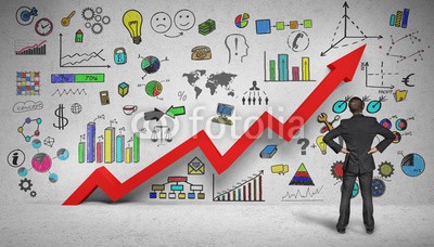 Coloures-pic, BusinessSymbole / Chart / 3d Konzept (erfolg, mann, business, karriere, dienstleistungen, marketing, start, pfeil, motivation, wort, zielen, blühend, leistung, konzept, planung, strategie, beruf, konzept, wand, treppe, rot, zeichnen, diagramm, entwicklung, beförderung, analyse, wachstu)