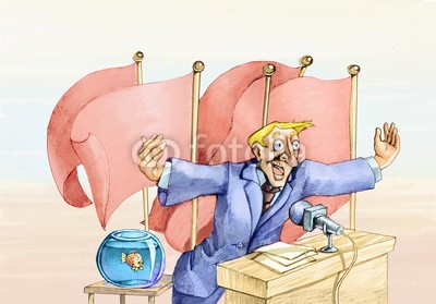 nuvolanevicata, I caught a huge fish (politisch, fiktion, rallenvogel, übertreibung, verkaufen, meeresfrüchte, übertragener ausdruck, erfindung, fahne, rhetorik, fisch, groß, klein, abbildung, kunst, backgrounds, konzept, surreal, fantasy, charakter, cartoons, sarkasmu)