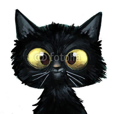 cirodelia, gato negro ilustracion (katze, schwarz, maskottchen, kind, gesicht, liebenswert, tier, kindliche, haarig, hübsch, witzig, komisch, freudig, zeichnung, textur, isoliert, ausschnit)