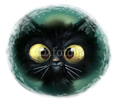 cirodelia, gato negro ilustracion (katze, schwarz, maskottchen, kind, gesicht, liebenswert, tier, kindliche, haarig, hübsch, witzig, komisch, freudig, zeichnung, textur, isoliert, ausschnit)