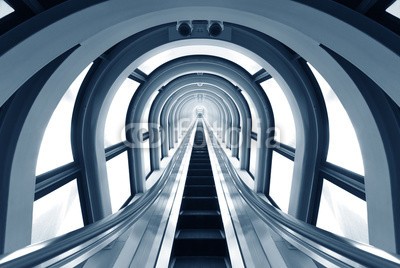 leeyiutung, Futuristic tunnel and escalator of steel and metal, interior view (tunnel, blickwinkel, korridor, rohr, futuristisch, architektur, hintergrund, brücke, u-bahn, way, stahl, bauen, zukunft, business, urbano, zentrum, verkehr, cyberspace, decke, halle, technologie, abstrakt, modern, geometrisch, stadtteil, entwerfen, stad)