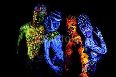 Andrey_Arkusha, Four elements. Body art glowing in ultraviolet light (feuer, wasser, luft, kunst, malen, makeup, teufel, kalt, charmant, wasser, versuchung, grün, phantastisch, welt, bergwerk, rot, glühend, ultraviolet, erwachsen, einzigartig, nixe, magisch, elemente, leute, schwarz, portrait, hölle, 4, fantasy, kreati)