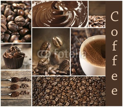 Africa Studio, Coffee, themed collage (arabisch, aroma, aromatisch, hintergrund, bohne, bohne, schwarz, brasilianisch, frühstücken, braun, café, cafétéria, koffein, cappuccino, schokolade, classic, close-up, kakao, kaffee, collage, farbe, konzept, exemplar, sahnig, ernte, tassen, cupcak)