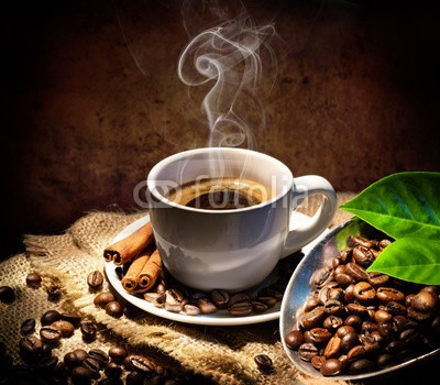 Romolo Tavani, Aroma And Taste In Traditional Coffee Cap (kaffee, tassen, espresso, bohne, café, braten, natürlich, aroma, geschmack, rustikal, alt, rauch, dunkel, traditionell, jahrgang, braun, koffein, retro, blatt, canvas, aromatisch, jute, zimt, trinken, hintergrun)