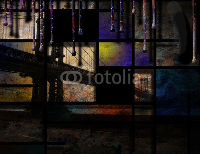 rolffimages, Modern Art Inspired Landscape New York City (text, wort, tropfen, zergehen, modern, new york city, kunst, brücke, architektur, skyline, stadt, urbano, neu, brooklyn, downtown, orientierungspunkt, manhattan, rivers, york, entwerfen, amerika, berühmt, groß, american, stadtlandschaft, new york cit)