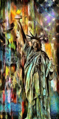 rolffimages, Statue of Liberty (abstrakt, amerika, american, architektonisch, architektur, kunst, kunstvoll, hintergrund, farbe, konzeptionell, altersgenosse, entwerfen, dramatisch, berühmt, grunge, hafen, hoch, insel, frau, orientierungspunkt, landschaft, freiheit, manhattan, metropol)