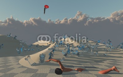 rolffimages, Woman swims through sands of surreal desert (chess, fantasy, hintergrund, landschaft, board, surreal, schachbrett, abbildung, himmel, wonderland, konzept, abstrakt, entwerfen, kunst, schwarz, spiel, prüfend, horizont, weiß, seltsam, raum, wolken, fairy, spiel, erzählung, viereck, schachbrettmuste)