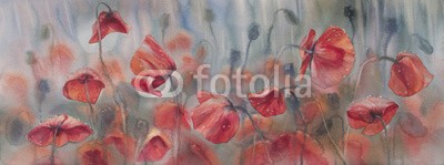 Egle, Poppies watercolor (mohn, wasserfarben, blume, rot, hintergrund, fel)