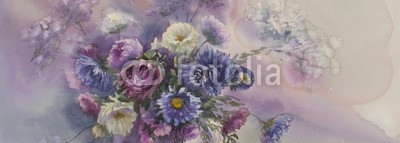 Egle, Asters watercolor (blume, wasserfarben, natur, hintergrund, äster, veilche)
