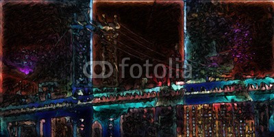 rolffimages, Manhattan bridge (abstrakt, amerika, american, architektur, kunst, kunstvoll, artwork, schöner, blöcke, brücke, brooklyn, stadt, stadtlandschaft, farbe, bunt, sätze, konzept, konzeptionell, altersgenosse, kreativ, tiefe, entwerfen, downtown, dramatisch, berühm)