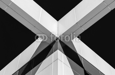 taurusnyy, Abstract image of building facade. Architecture detail on exterior building wall. Light and shadow on building wall. Architectural detail and design. Black and white and abstract colors. (abstrakt, abstrakte kunst, architektur, schwarzweiß, gebäude, géométrie, industriedesign, minimal, minimalismus, modern art, bürogebäude, outdoors, urban)