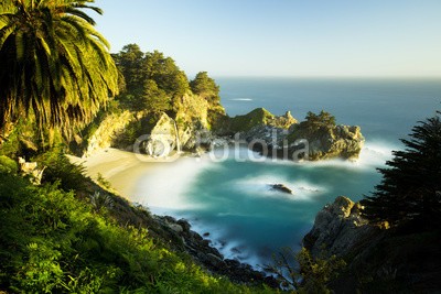 romanslavik.com, McWay Waterfalls at Beautiful Sunset, Road Number 1, California (wasserfall, fallen, sonnenuntergang, california, groß, sur, park, states, julia, pfeiffer, ozean, küste, friedlich, strand, abenddämmerung, schöner, natur, fels, bucht, monterey, meer, einträchtig, welle, küstenlinie, state park, uns, uns, c)