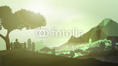 inbevel, Abstract Green Forest Mountain with Man Sitting in the Foregroun (abenteuer, alpen, höhenlage, hintergrund, schwarz, gelassenheit, kanada, farbe, bunt, abend, wald, grafik, grün, hoch, hiking, hügel, abbildung, landschaft, geschichtet, legere, hoheitsvoll, morgens, berg, berg, natur, outdoors, umriß, überblicke)
