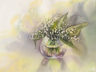 Egle, Lilies of the valley watercolor (wasserfarben, blume, abbildung, lily, vale, floral, weiß, zeichnung, kunst, grün, frühling, entwerfen, sketch, schönheit, schöner, hintergrund, natur, dekoration, botanisch, gärten, farbe, pflanze, botanik, blatt, blühen, flora, bunt, bemal)