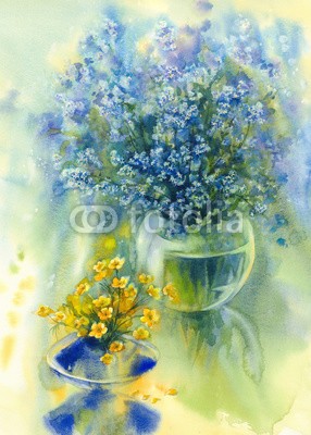 Egle, Forget-me-not watercolor background still-life (wasserfarben, floral, blume, sommer, natur, abbildung, hintergrund, blühen, schöner, entwerfen, frühling, botanisch, zeichnung, grafik, pflanze, romantisch, dekoration, elemente, geschenk, gärten, farbe, kunst, jahrgang, blumenstrauss, begrüssun)