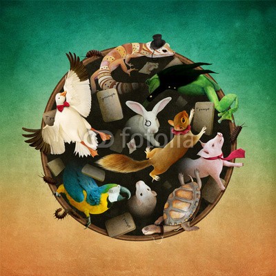 annamei, Fantasy illustration or poster fairy tale  story of Wonderland with  jury (kunst, abbildung, märchen, story, vorstellung, entwerfen, textur, wonderland, charakter, cartoons, natur, inspiration, himmel, stil, deckung, buch, platz, umwelt, locations, konzept, kreieren, fantasy, hintergrund, publikation, tier, gekko, schwein, kopis)