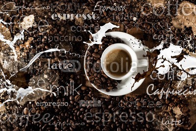 alphaspirit, Background of cup of coffee (kaffee, tassen, holz, hölzern, geschriebenes, samen, grunge, mocha, essen, zimmer, sketch, arabisch, frühstücken, café, korn, rustikal, italienisch, geschmack, entspannung, aroma, koffein, rasten, espresso, braten, morgens, lebensstil, milch, imbis)