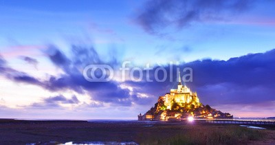 denis_333, Mont Saint Michel, France (le mont-saint-michel, frankreich, schloss, abend, abtei, sicht, anblick, platz, reisen, normandie, abenddämmerung, twilight, licht, europa, sightseeing, landschaf)