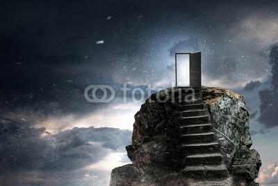 Sergey Nivens, Your way up to success. Mixed media (tür, treppe, oberteile, hell, beton, zugriff, gelegenheit, eingang, licht, hoffnung, faith, öffnen, leistung, konzept, leiter, treppenhaus, treppenhaus, step, erfolg, up, forward, aufwärts, hintergrund, klettern, entwerfen, zuwachs, hoch, wa)