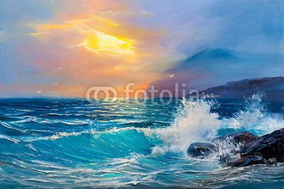 serge-b, painting seascape (malerei, kunst, meer, blau, künstler, welle, movement, sommer, wasser, reisen, horizont, elemente, canvas, zeichnung, picturesque, abbildung, rasten, ökologisch, meditative, hell, ökologie, morgens, impressionismus, durchsichtig, bild, himmel, pur)