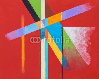 clivewa, An original hard-edged geometric abstract painting. (malerei, kunst, abstrakt, modern, linear, geometrisch, mustern, retro, kunstvoll, rot, altersgenosse, abstraktion, künstler, artwork, hintergrund, buch, deckung, steigung, kreativ, kreuz, dekorativ, entwerfen, gestaltet, design, géométrie, abbild, lini)