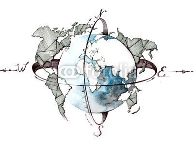 okalinichenko, globe (erdball, grafik, fantasy, landkarte, modern, welt, vektor, global, welt, network, cyberspace, planet, runde, abbildung, symbol, sphäre, meldungen, geographie, kontinent, technologie, icon, weiß, web, glänzend, entwerfen, ball, schöner, abstrak)