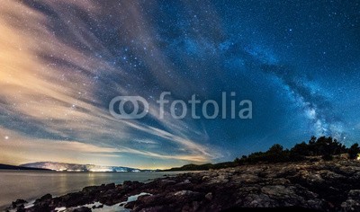 hajdar, Beautiful landscape of Croatia, Croatia coast, sea and mountains. Milky Way panorama (panorama, kroatien, milchstraße, stern, stern, nacht, zelt, camping, strand, meer, schöner, sonnenaufgang, sonnenuntergang, ozean, insel, hvar, düne, landschaft, sand, küste, wasser, wasserfall, wolken, himmel, urlaub, urlaub, rasten, entspannung, fisc)