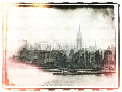 rolffimages, Manhattan (manhattan, vignette, retro, uns, befleckt, szene, jahrgang, wasser, urbano, downtown, hintergrund, grunge, hudson, orientierungspunkt, foto, postkarte, silhouette, mustern, papier, neu, new york city, alt, himmel, skyline, town, skyscraper, textur, tur)