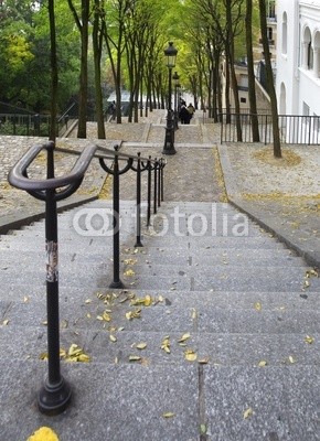 Ana Menéndez, Escaleras de Montmartre, París (paris, montmartre, treppenhaus, leiter, klettern, fallen, treppe, geländer, frankreich, herbst, anblick, schwinde)