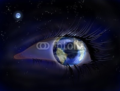 Paul Fleet, Eye in the sky (surreal, auge, raum, stern, mond, planet, welt, blick, schauend, welt, mond, astronomie, abbildung, konzept, übertragener ausdruck, meditieren, kosmos, outer space, erdball, global, magie, illusion, binden, sphäre, gott, himmel, grosser brude)