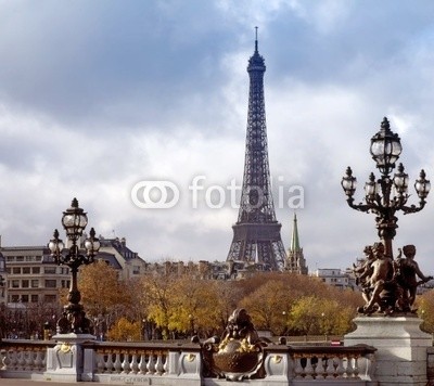 Blickfang, Herbst in Paris (quadrat, paris, herbst, brücke, baum, gelb, braun, blau, lampe, eiffeltur)