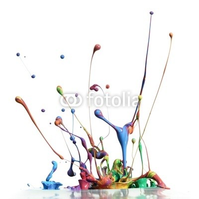 Leigh Prather, Colorful paint splashing isolated on white (malen, platsch, farbe, farbe, bunt, bunt, blau, fallen lassen, spritzer, abstrakt, kunst, farbe, farbe, fließen, flüssigkeit, regenbogen, strömend, acryl, kunstvoll, hell, gestalten, kreativität, tropfen, entladen, färben, flüssig, grün, tint)