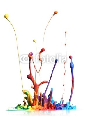 Leigh Prather, Colorful paint splashing isolated on white (malen, regenbogen, farbe, bunt, kreativität, flüssigkeit, platsch, abstrakt, blau, fallen lassen, flüssig, tinte, sprühend, farbe, strömend, acryl, kunst, kunstvoll, hell, farbe, bunt, gestalten, tropfen, entladen, färben, fließen, grün, isolier)