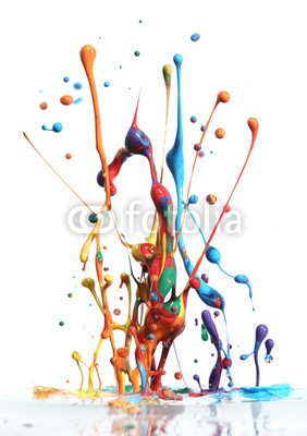 Leigh Prather, Colorful paint splashing isolated on white (malen, bunt, farbe, fallen lassen, flüssig, vielfarbig, platsch, spritzer, strömend, abstrakt, kunst, blau, tropfen, fließen, tinte, regenbogen, acryl, kunstvoll, hell, farbe, farbe, bunt, gestalten, kreativität, entladen, färben, grün, isolier)