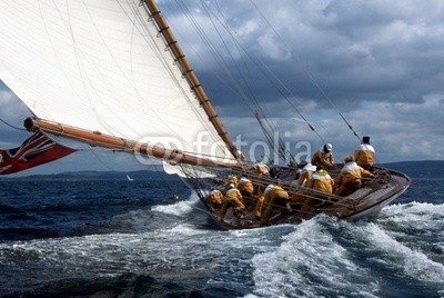 linous, Fife Regatta / Schottland / The Lady Anne (regatta, gespann, segelsport, boot, schiff, rückseite, crew, display, gischt, mee)
