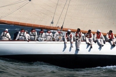 linous, America´s Cup Jubilee / Cowes (regatta, gespann, segelsport, boot, schiff, crew, display, gischt, meer, ro)