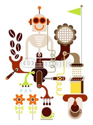 dan8, Coffee Machine - vector illustration (kaffee, maschine, vektor, abbildung, kaffeehaus, restaurant, menü, fabrik, grün, blume, abstrakt, orange, kaffeehaus, kaffeetasse, kaffeemaschine, packung, packen, spaß, spassig, herstellung, kaffeemaschine, arabica, trinken, getränke, bode)