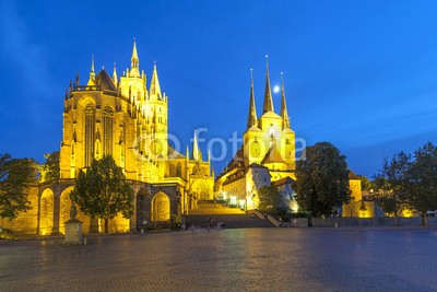 Jörg Hackemann, Erfurt Cathedral in the evening (dom, kuppel, münster, erfurt, deutsch, katholisch, berühmt, protestant, orientierungspunkt, religion, bibel, kirche, stadt, luther, sonnenuntergänge, architektur, schelle, schwarz, blau, gebäude, christlich, abend, gallery, gothic, historisch, hau)