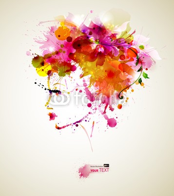 artant, Beautiful fashion women with abstract hair and design elements (abstrakt, abstraktion, artwork, backgrounds, schöner, schönheit, gestalten, floral, blume, mädchen, haare, kopf, leute, vektor, wasserfarben, frau, kunstvoll, banner, leere, kleckse, fleck, verzweigt, verfärbt, konzept, deckung, kreativ, dekoratio)