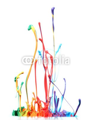 Leigh Prather, Paint splash (malen, farbe, farbe, tinte, regenbogen, platsch, spritzer, malen, tinte, abstrakt, acryl, kunst, kunstvoll, kleckse, blau, hell, bunt, bunt, kreativität, tropfen, entladen, färben, fließen, strömend, flüssig, grün, isoliert, flüssigkei)