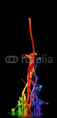 Leigh Prather, Paint splashing (malen, regenbogen, platsch, malen, tinte, kunst, farbe, farbe, tinte, spritzer, fallen lassen, abstrakt, acryl, kunstvoll, schwarz, kleckse, blau, hell, bunt, bunt, kreativität, tropfen, entladen, färben, fließen, strömend, flüssig, grün, isolier)